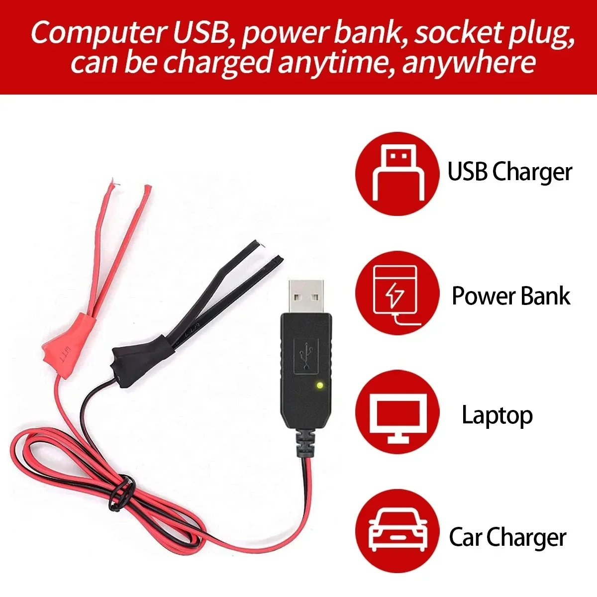 Universal USB Charger Cable for Baofeng Walkie Talkie with Indicator Light Compatible with BaoFeng UV-5R UV-82 BF-888S TYT Retev