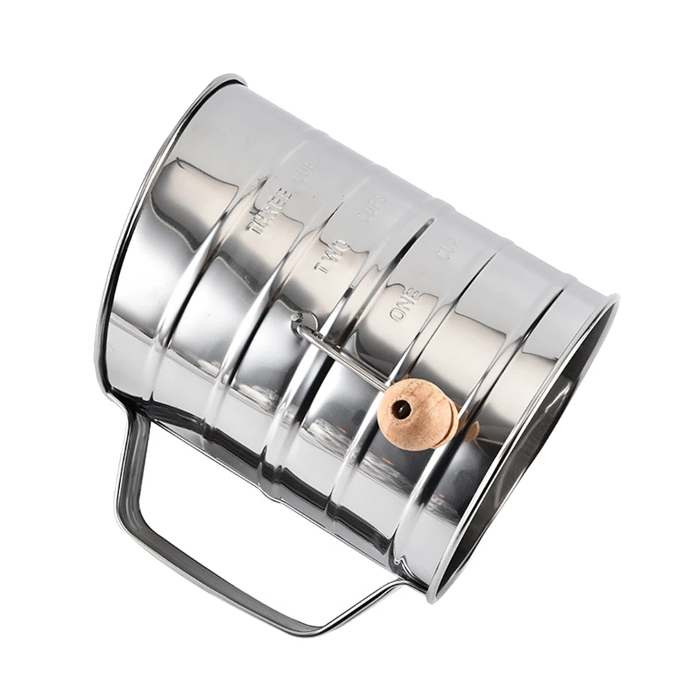 

Hand-cranked Flour Sieve Strainer Stainless Steel High Capacity Metal Sifter Sifting Useful Sugar Powder