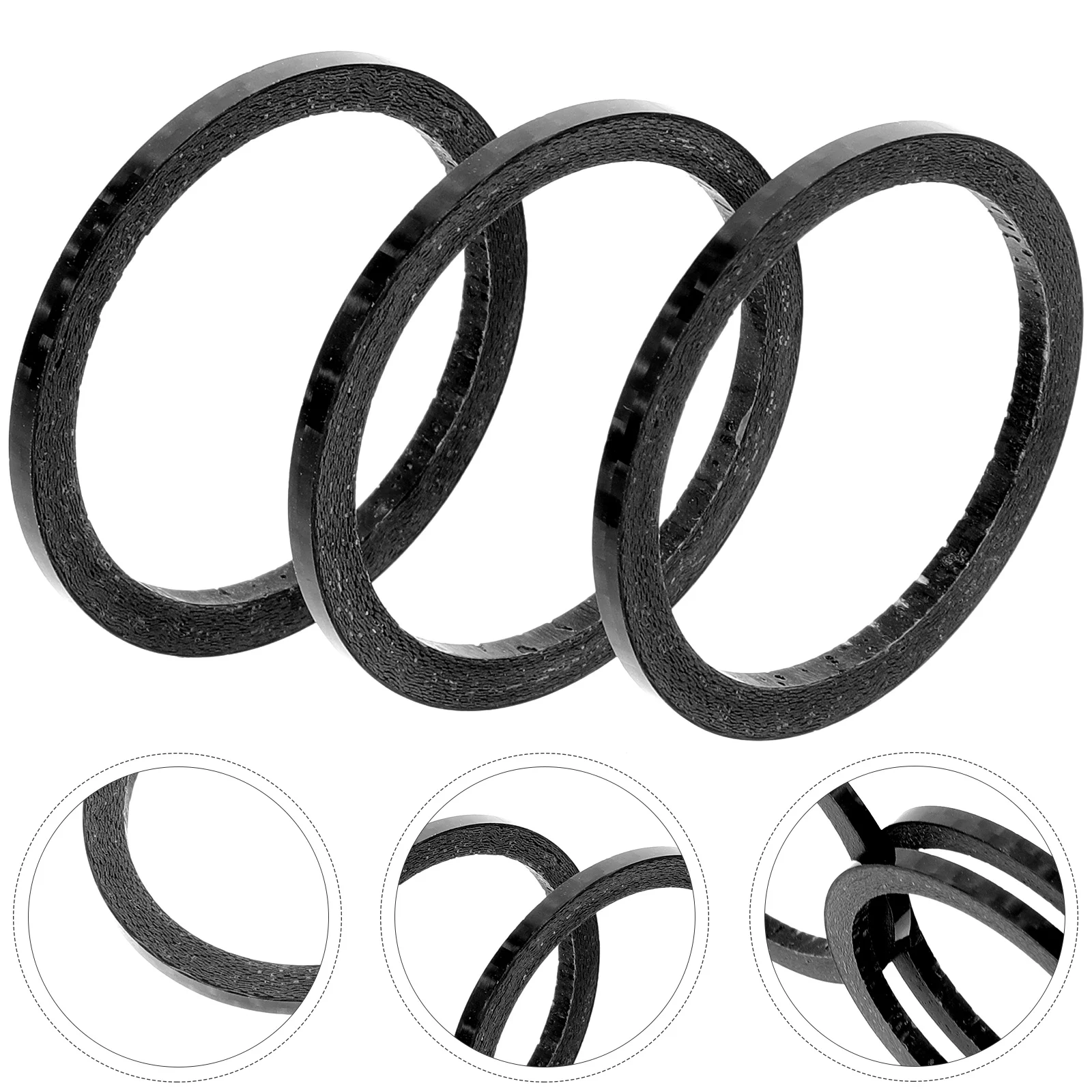 3 Pcs Accessories Small Earphones Headset Stem Washer 3pcs (2mm) Mountain Road Bike Carbon Fiber Front Fork Headsets Spacer