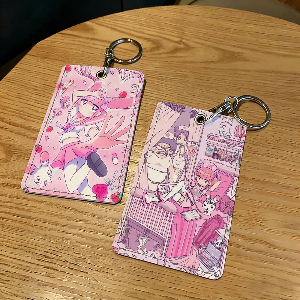 Anime Menhera Chan Card Holder Keychain Key Ring Door Lock Access Protective Case For Security Gift