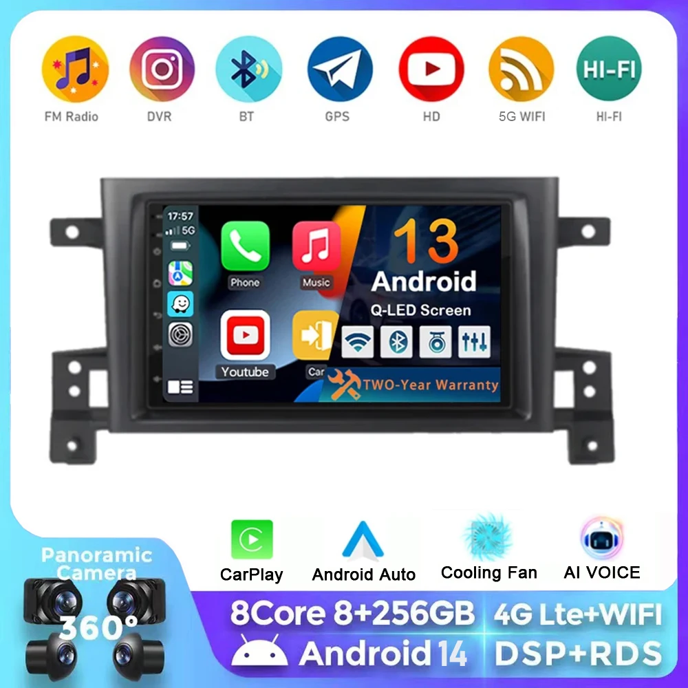 7 inch Android 13 For Suzuki Grand Vitara 3 2005-2012 2013 2015 Car Radio Stereo Multimedia Video Player Navigaion Carplay QLED