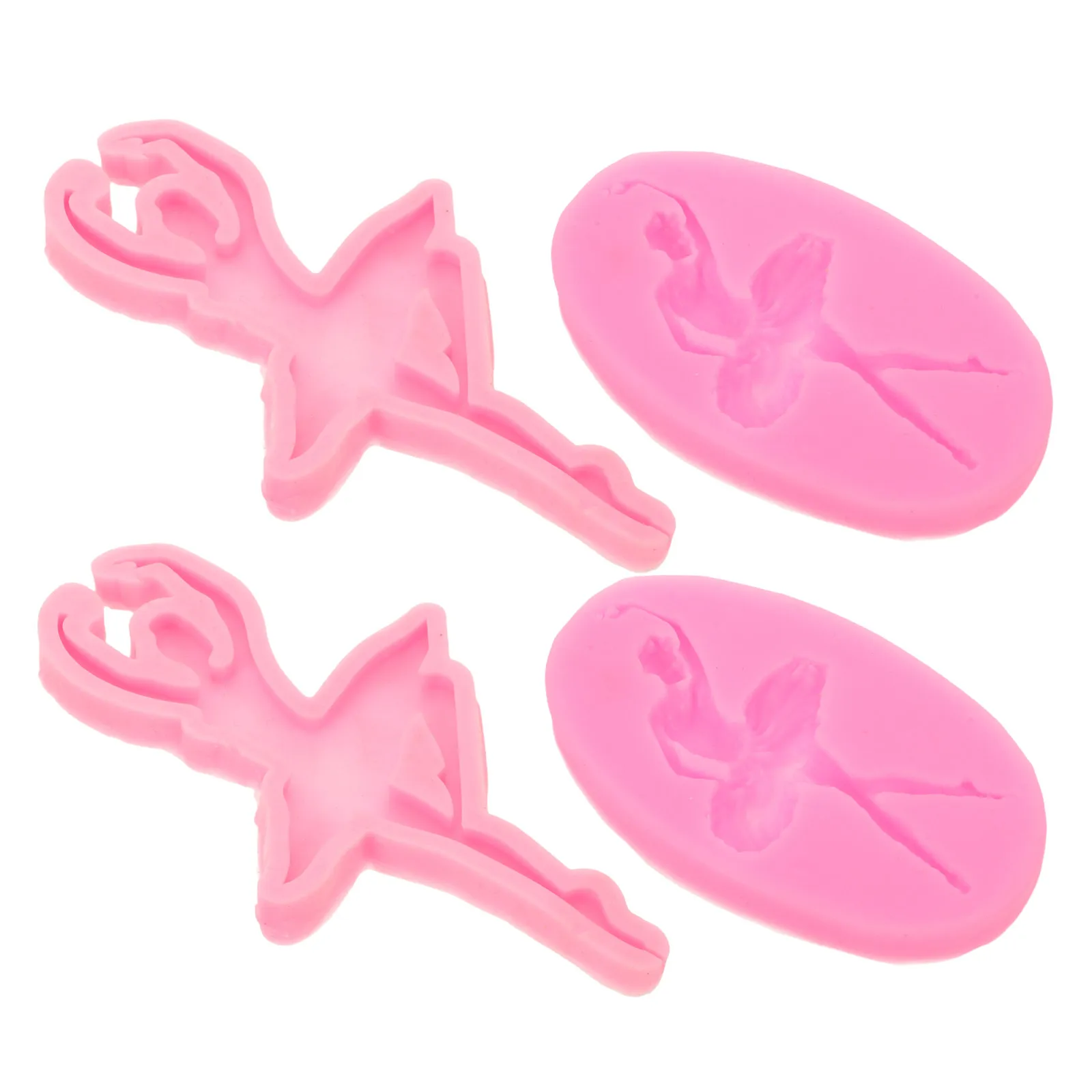 

4Pcs Ballerina Chocolate Molds Silicone Cake Mold Set 3D Dancing Girl Fondant Mold for Birthday Party Cupcake Toppers Ballet