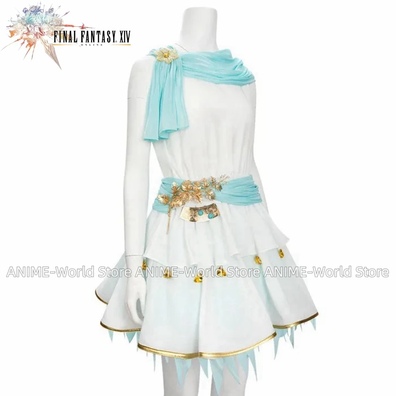 Game Final Fantasy Xiv Ff14 Menphina White Dress Cosplay Costume Halloween Suit For Women