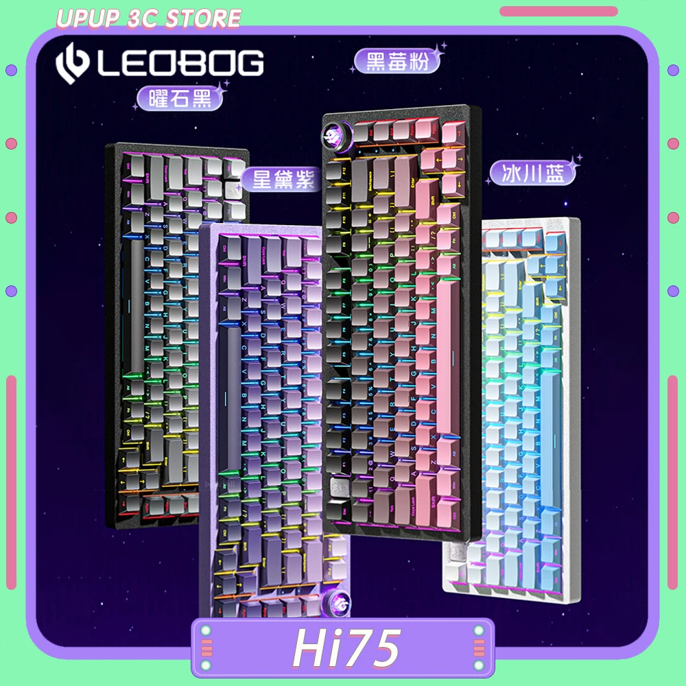 LEOBOG Hi75 Mechanical Keyboard RGB Aluminum Alloy Wired Gaming Keyboard Gasket Custom Hot Swap Office Pc Gamer Accessories