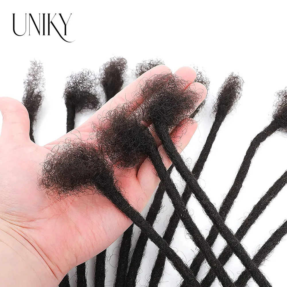 0.4cm Thickness 8 Inch 60 Strands 100%Real Human Hair Dreadlock Extensions for Man/Women Full Head Handmade Thinner Can Be Dyed