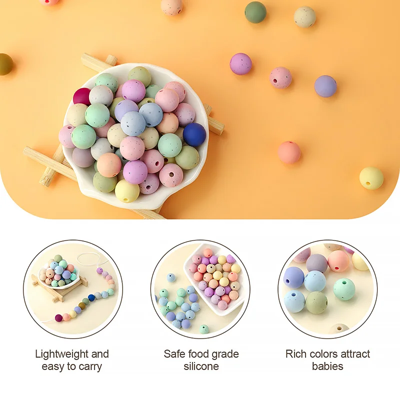 TYRY.HU 500pc Silicone Beads 12mm Baby Teething Necklace Balls For Baby Chew Toys Baby Bite Teethers Accessories Beads wholesale