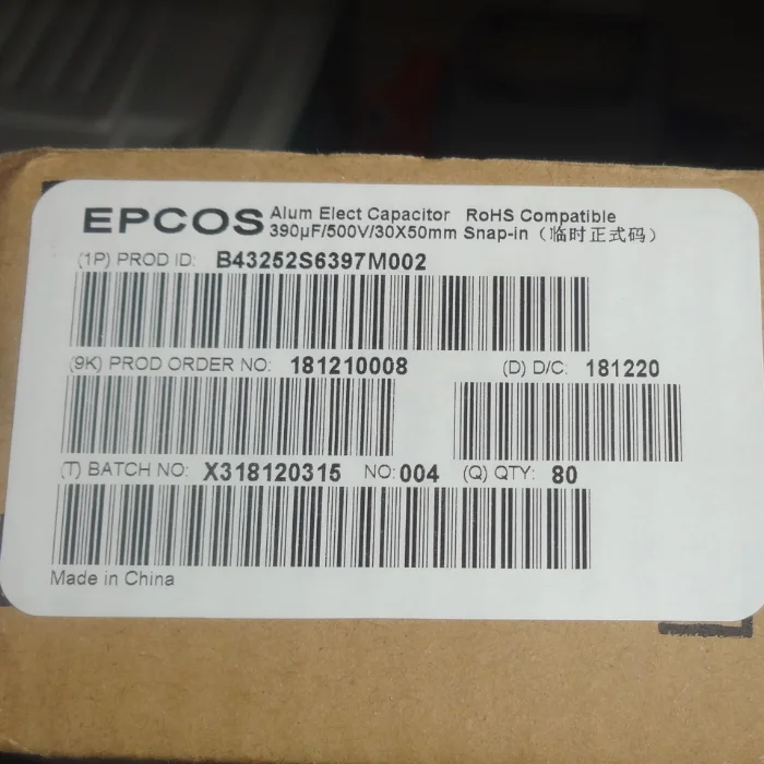 1ชิ้นนำเข้า EPCOS Siemens ตัวเก็บประจุแบบสอดโดยตรง390uF 500V 30*50มม. S6397 B43252 M2ใหม่เอี่ยมในสต็อก