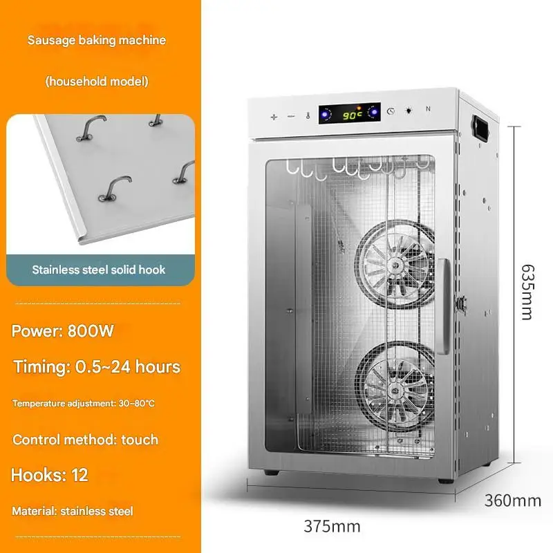 Factory Sale 12-Hook Industrial Biltong Dehydrator New Condition Food Rotation Function for Bakery Retail Food Shop & Home Use