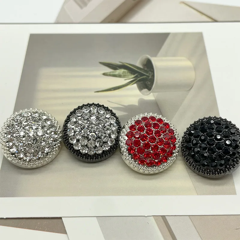 6Pcs High Quality Rhinestones Metal Button Sewing Round Shirt Cashmere Coat Shanked Decorative Buckle DIY Handmade Accessories