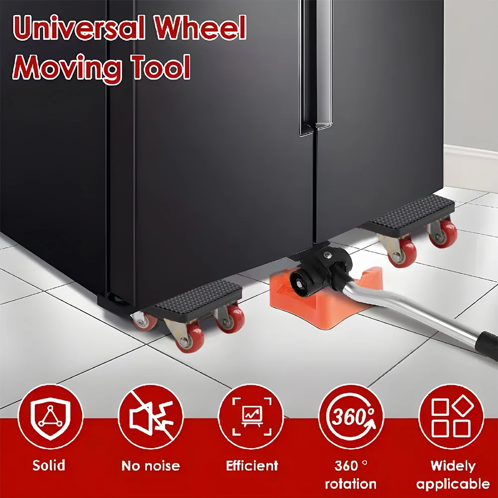 Furniture Mover Dolly Set Heavy Duty 360° Universal Wheel Moving Tool Non Slip Pad for Fridge Cabinet Heavy Object Transport