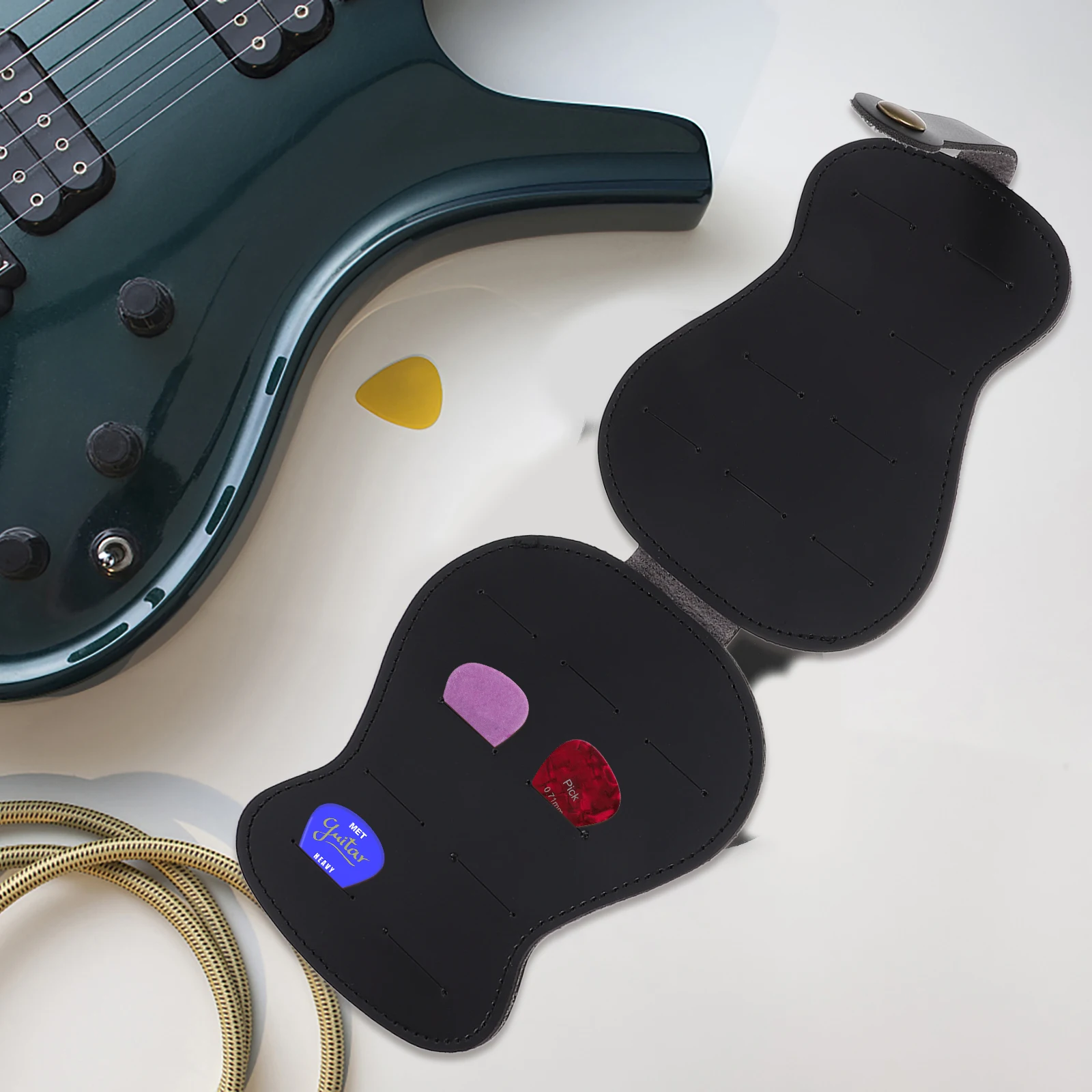 

Necklace Guitar Pick Storage Bag Man Pu Portable Plectrums Holder Electric Accessories