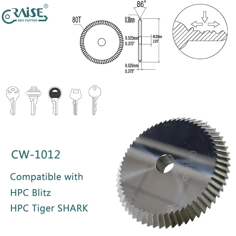 

HPC CW-1012 Medeco High Security Cutter Compatible with HPC Blitz Tiger SHARK Key Machine Locksmith Tools