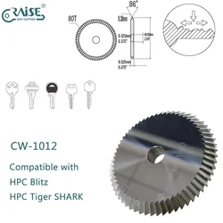 HPC CW-1012 Medeco High Security Cutter Compatible with HPC Blitz Tiger SHARK Key Machine Locksmith Tools