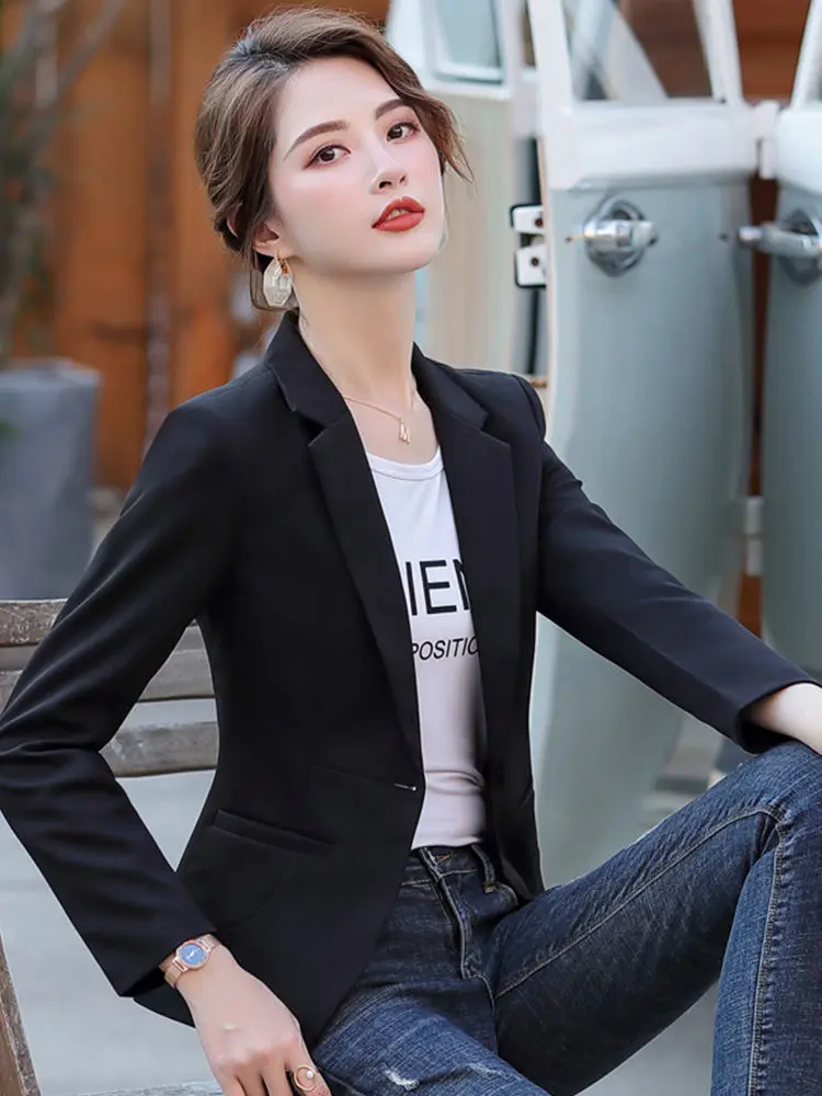 معطف نسائي قصير جديد في الملابس الخارجية سترة قصيرة أكتاف نسائية قوية برتقالية الوظيفي شبه شفافة ترتدي اللؤلؤ الأحدث #2