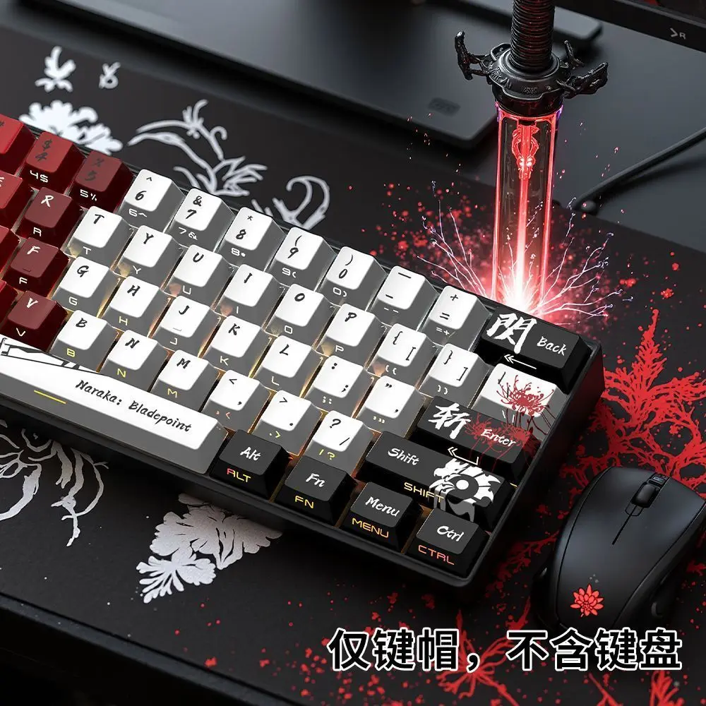 129 Keys Anime Keycaps Side Print Translucent Keys PBT Keycap Chreey Keycaps Dye-sub Mechanical Keyboard Caps for 64/68/71/108