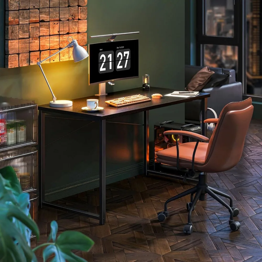 مكتب كمبيوتر ممتاز مقاس 48 بوصة، مكتب حديث وبسيط للمكتب المنزلي، مكتب كتابة للطلاب، أسود #5