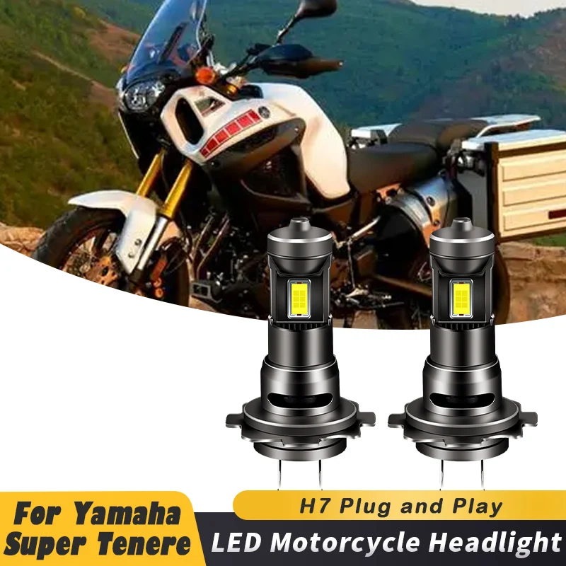 1/2X 35W H7 6500K Bright White Motorcycle A5 LED Bulbs Headlight For Yamaha Super Tenere（XTZ1200）2012 2013 2014 2015  motorcycle