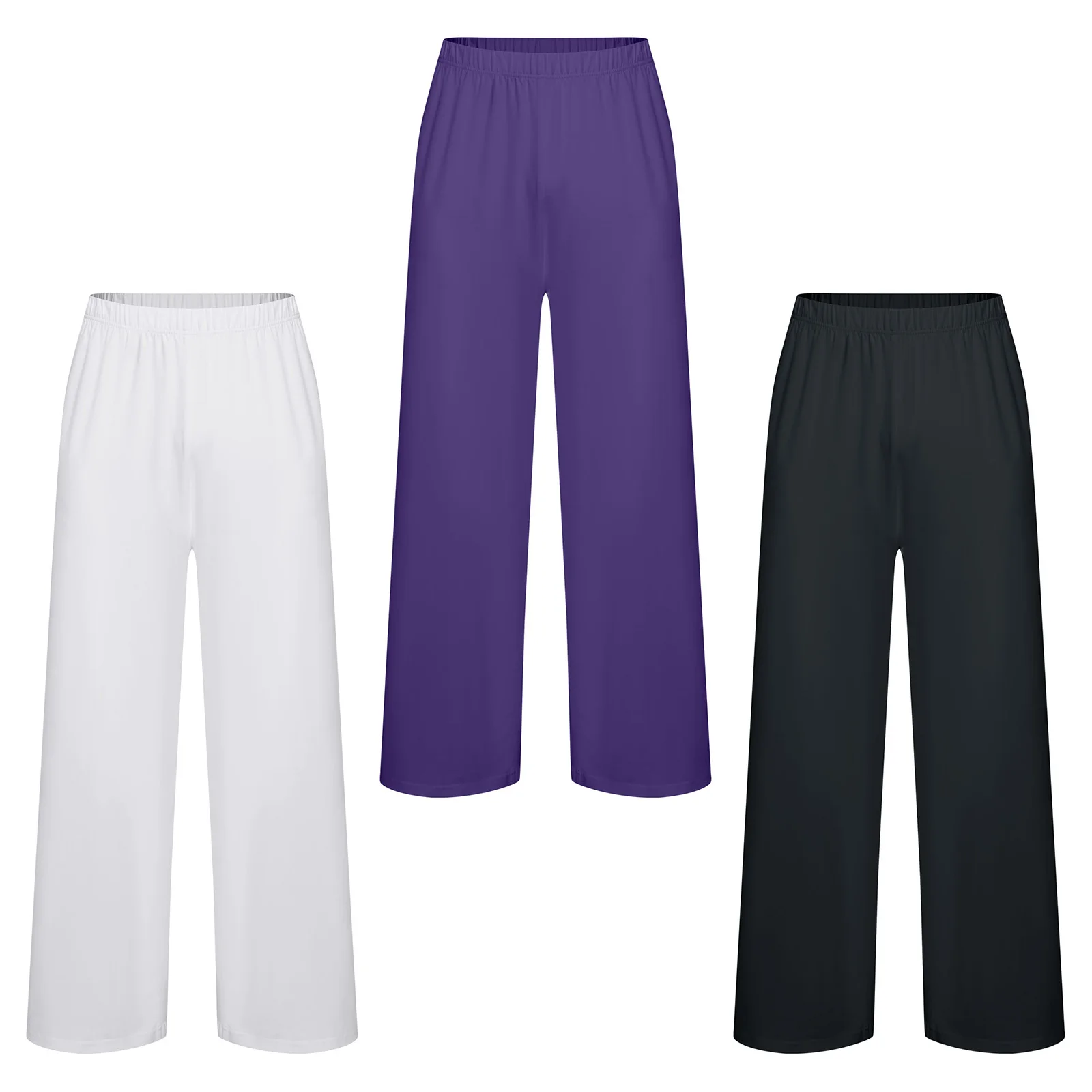

Men Liturgical Worship Dance Long Pants Solid Color Loose Legs Trousers for Praise Lyrical Dance Halloween Church Choir Costumes