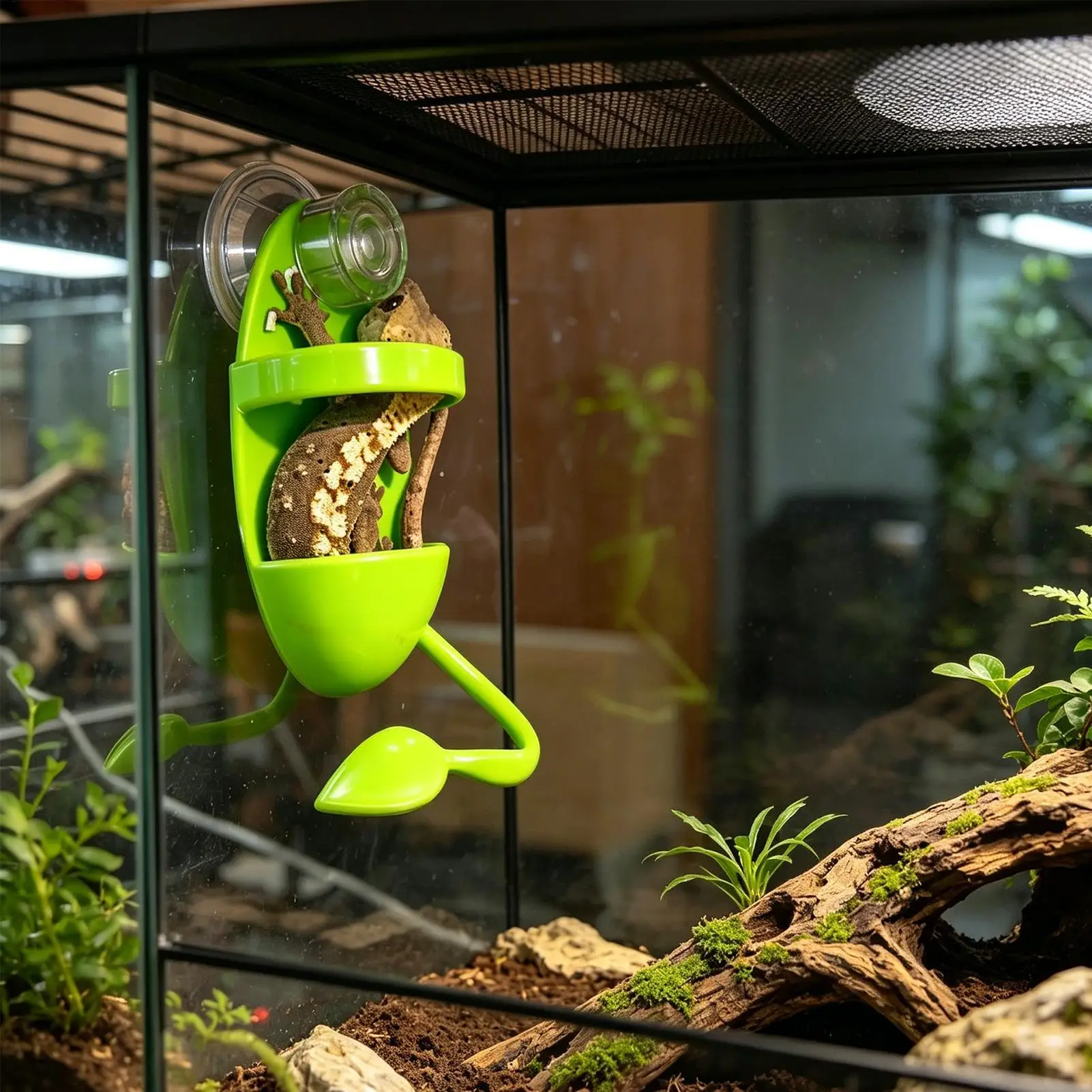 Reptilien-Kletterzweig mit Saugnapf, Hitzebeständiger Sitz, Terrarium-Dekoration für Eidechsen, Frosch- und Gecko-Habitat, Tierfutterplatz – Detail 4