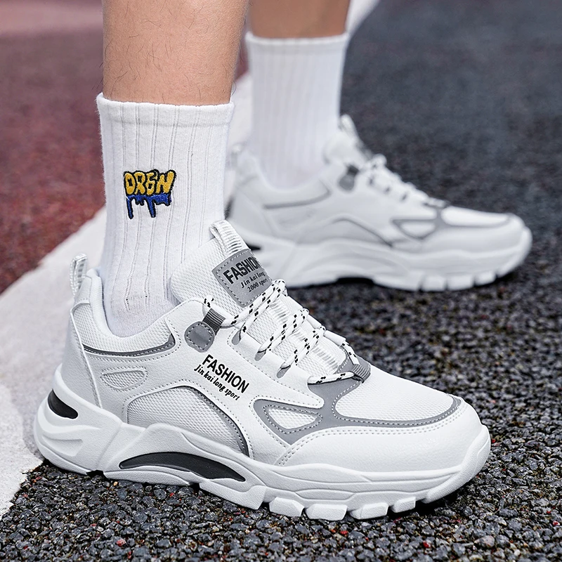 

Мужские удобные дышащие кроссовки на шнуровке, подходящие для занятий спортом на открытом воздухе, повседневная обувь на толстой подошве, всесезонные Tenis Masculino