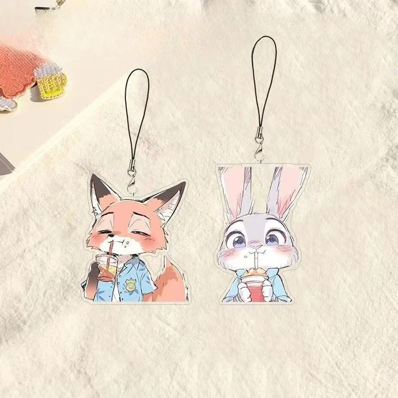 

Anime Zootopia 2Rise of The Non-Mammalians Peripherls Phone Strap Fox Nick Cute Acrylic Keychain Mini Judy Rabbit Phone Rope Toy