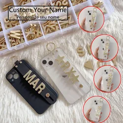 Luxury DIY Designer Self Assembles Letter Charm Custom Phone Case With Strap For iphone 13 12 14 Pro Max Personalized Name Cover