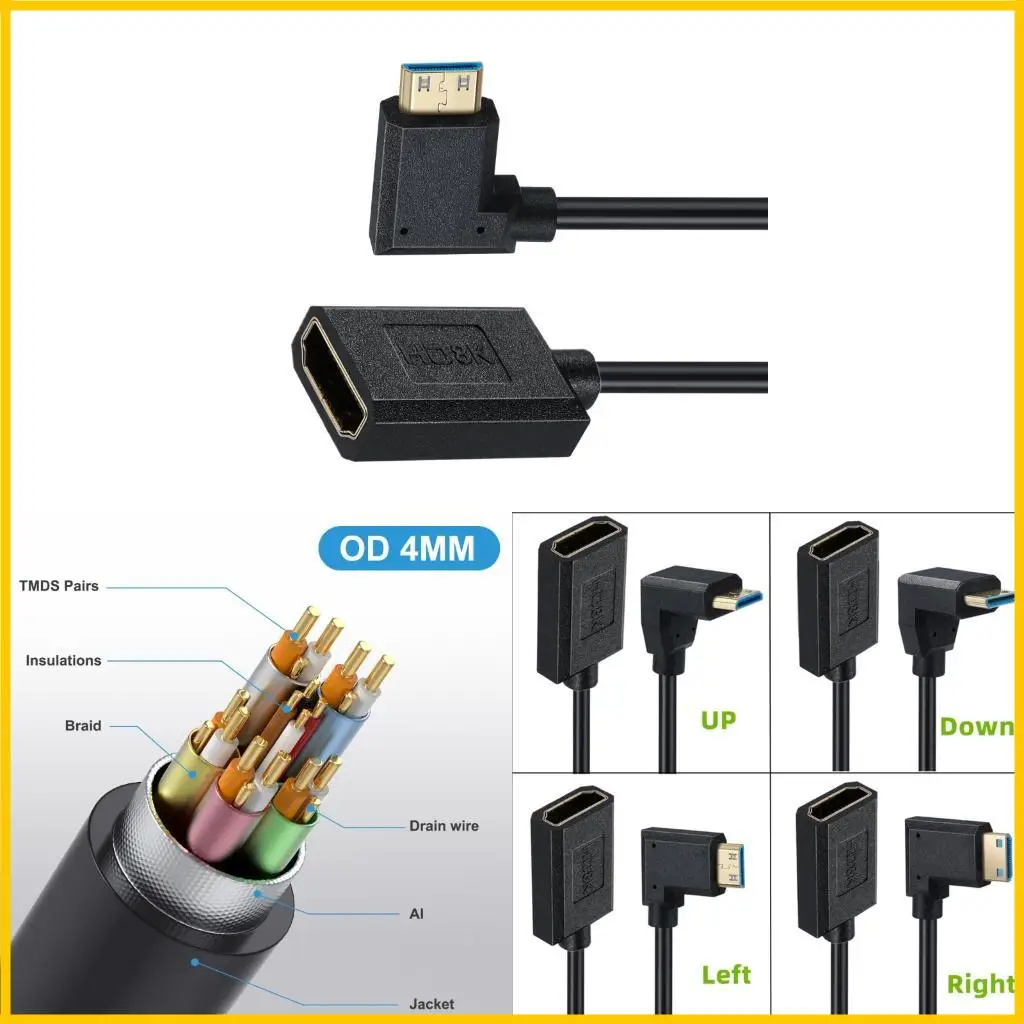 

Мини -адаптер удлинительной адаптеры кабеля 2.1 поддерживает 8K60 Гц 4K120 Гц для ноутбуков.