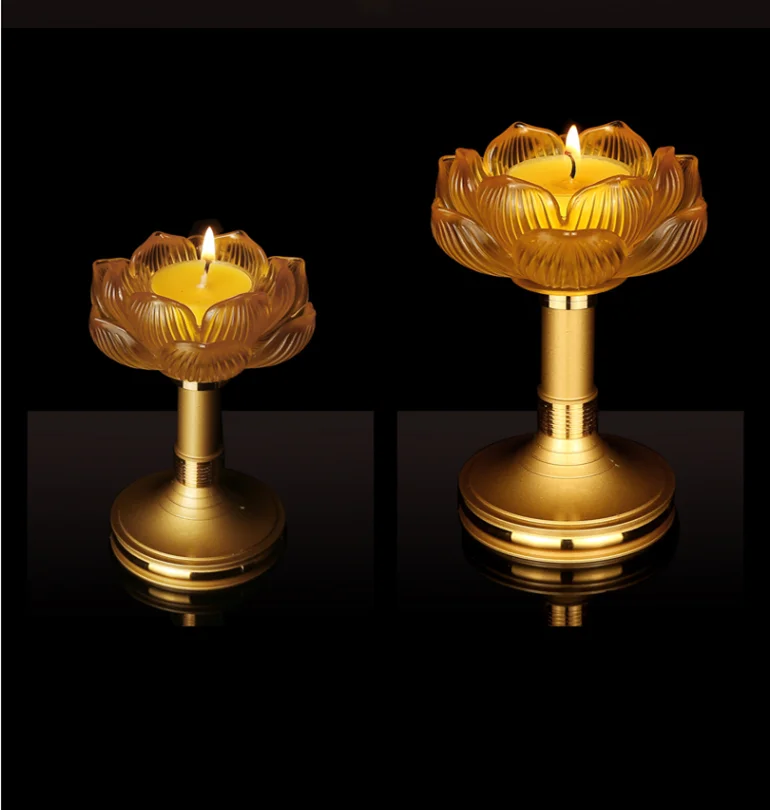 Glazed Lotus Candlestick, Household Sacrificial Offering, Butter Lamp Holder, Buddha Hall, Candle Decorations, Temple Offerings