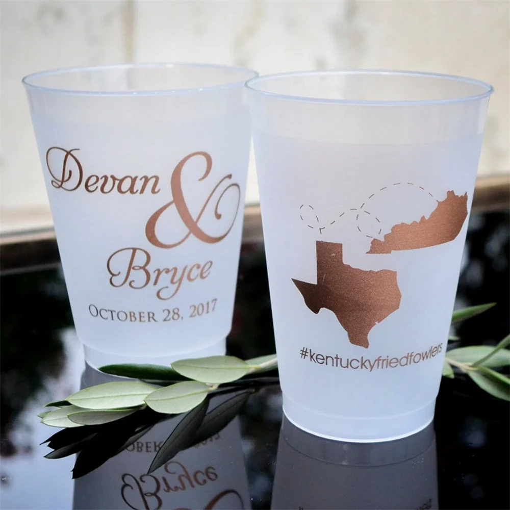 Shatterproof Bachelorette Party Cups, Frost Flex Cups, Wedding Cups, Personalized Party Favors, Frosted Party Cups, Printed Cups