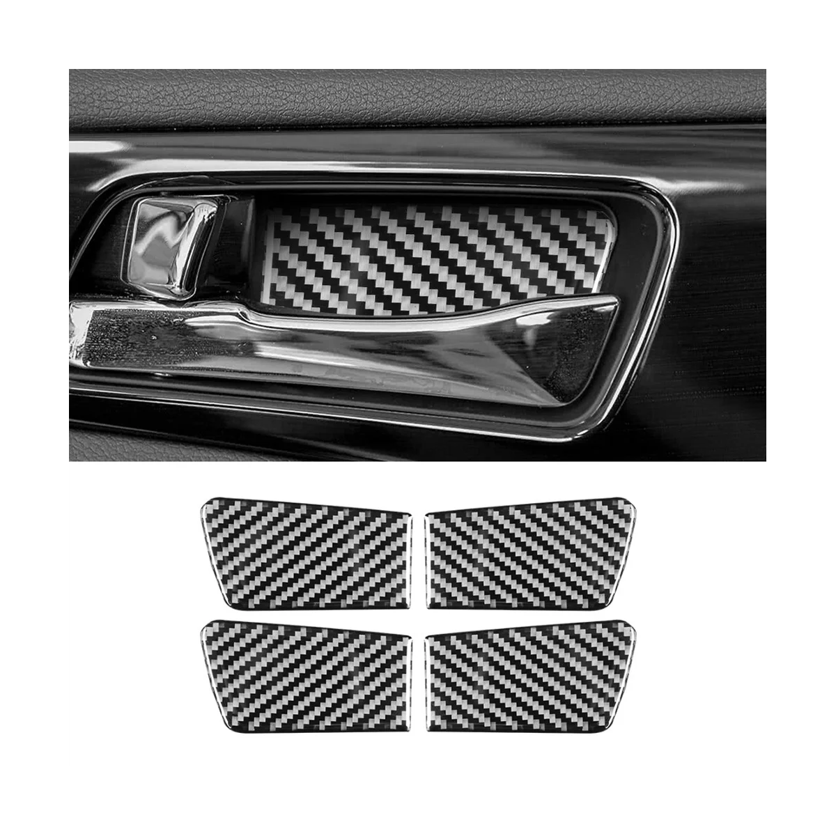 Carbon Fiber Car Inner Door Bowl Cover Trim Sticker for 8Th 2011-2014 Accessories image 2
