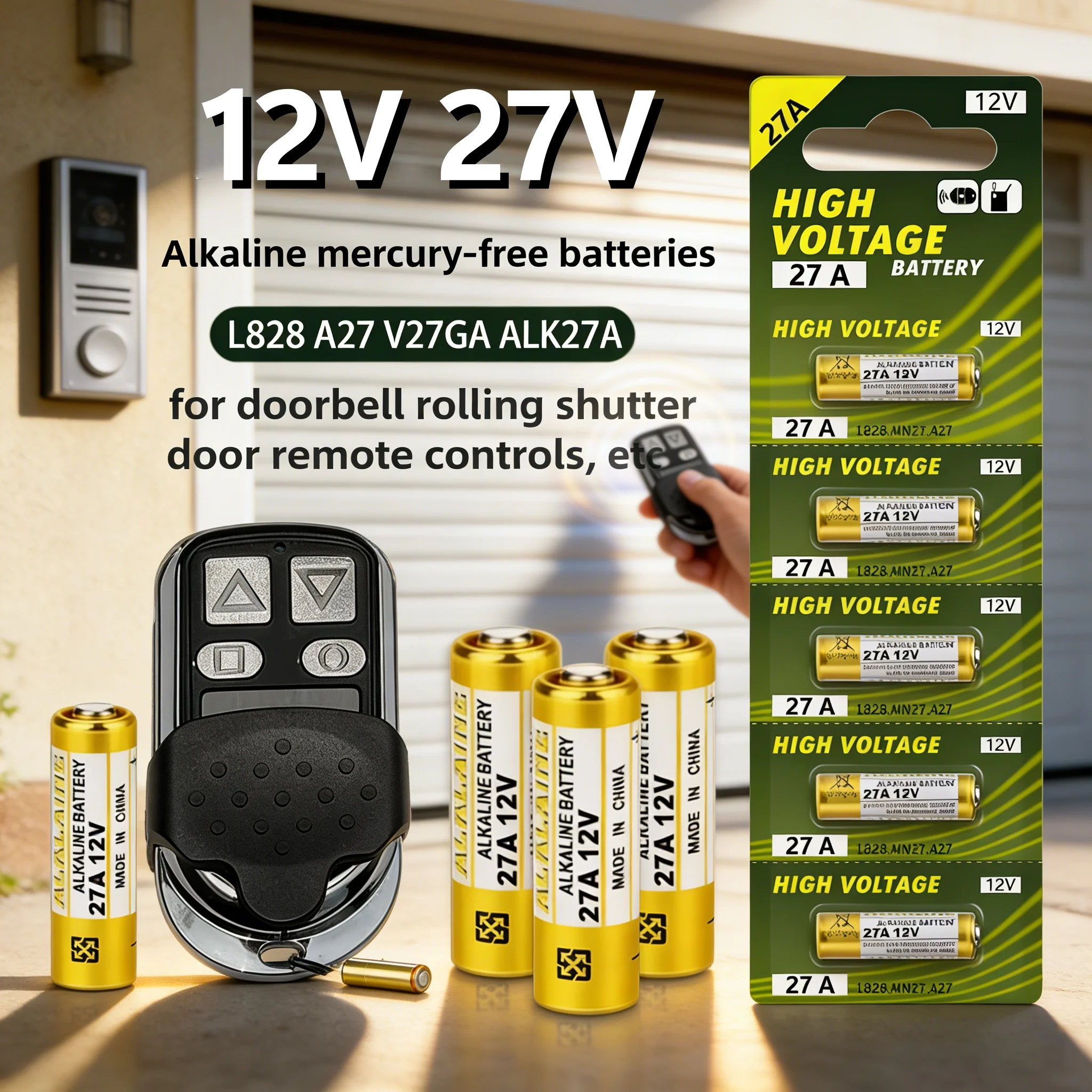 

12V A27 27A Alkaline Battery Long-Lasting Power for Doorbell Remote Control Toys Replace MN27 GP27A G27A L828 V27GA MS27