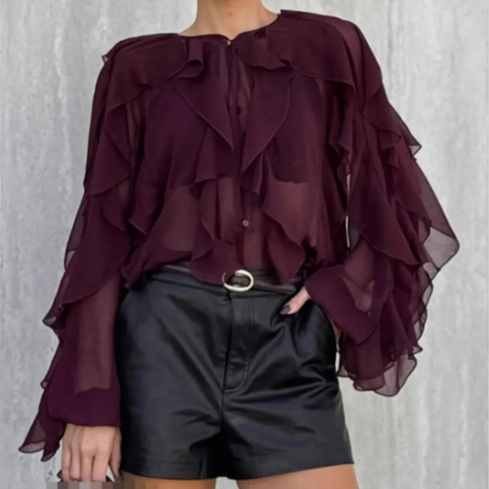 

Elegant Women's Chiffon Shirt Spring Summer Fashion Loose Casual Commuting Style Tops Long Sleeve Pullover Splicing Blouses