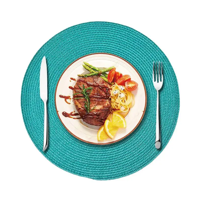 Round 38cm Home Placemat Insulation PP Dining Table Mat Biodegradable Woven Dining Mat For Kitchen Xmas Dining Table Party Decor