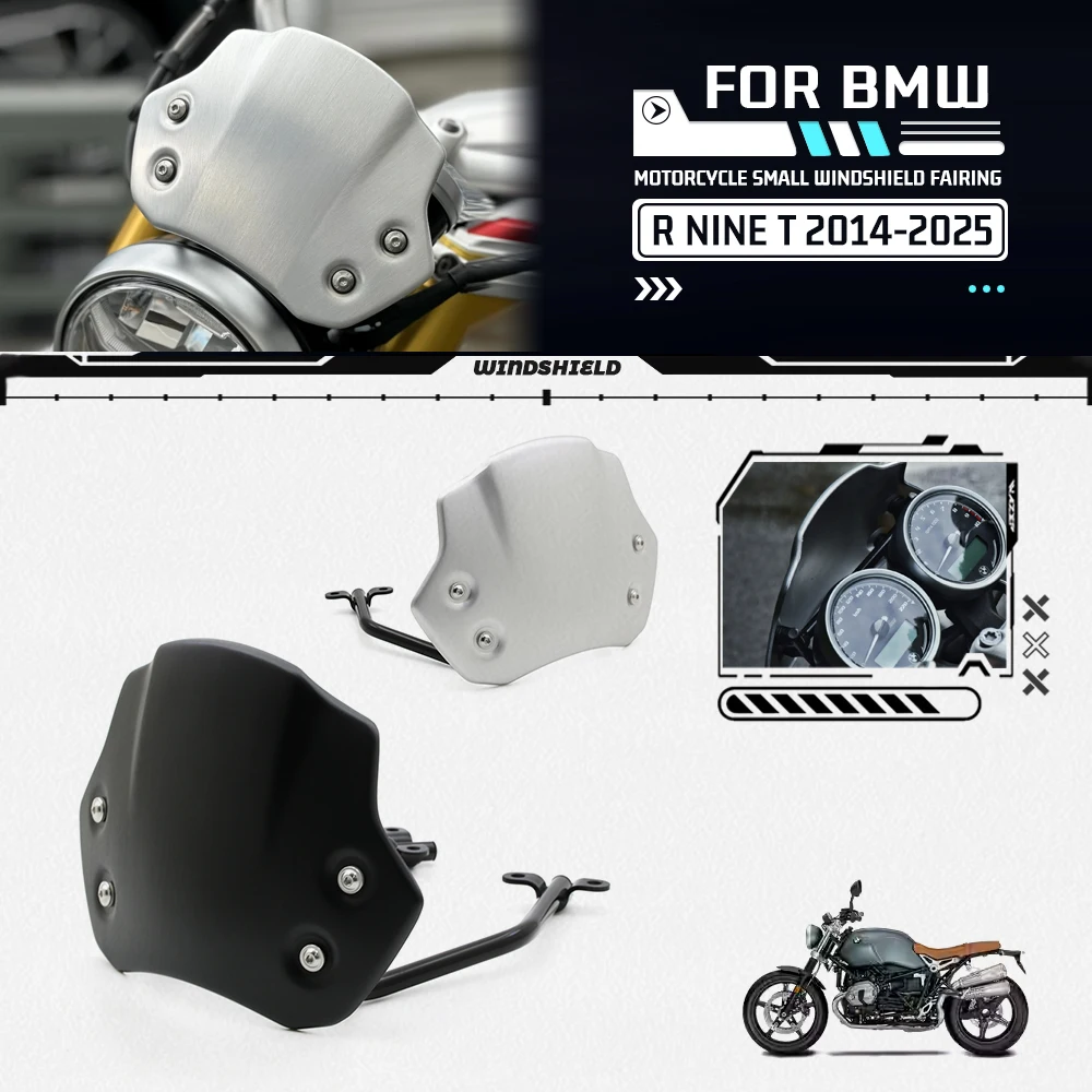 

Для BMW R NINE T Pure/Racer/Scrambler/Urban G/S 2014-2025 алюминиевый обтекатель фар, дефлекторы ветра, козырек лобового стекла