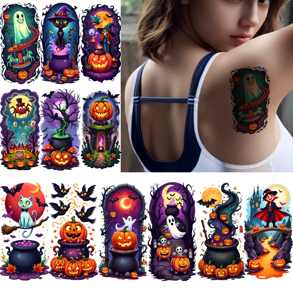 12pcs Temporary Tattoo Decorative Stickers Halloween Halloween Stickers Waterproof Long-lasting Body Stickers For Arms Women