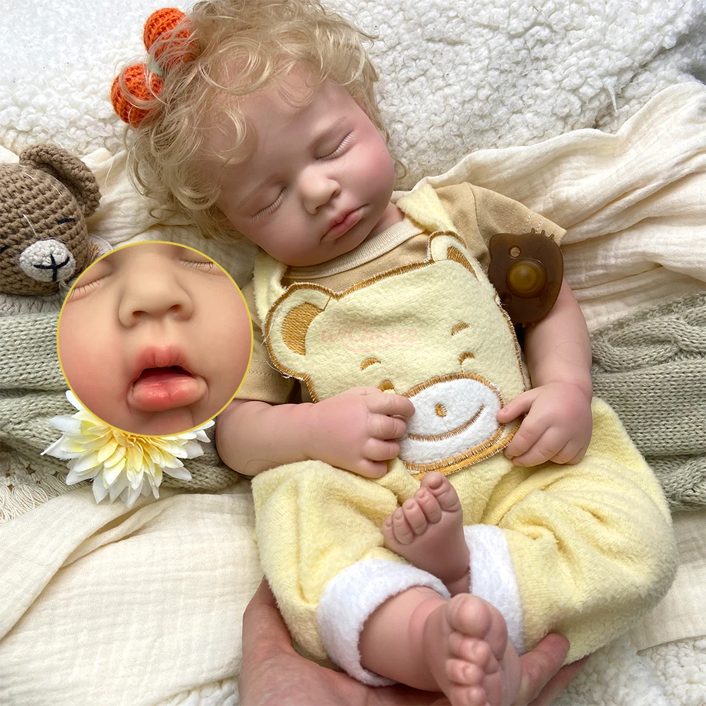 

20Inch Loulou Realistic Soft Silicone Reborn Baby Girl /Boy with Rooted Hair Open Mouth Doll for Collector Christmas Gift