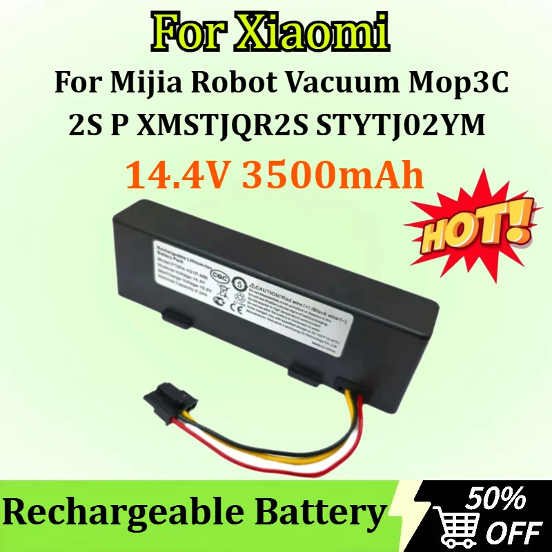 

14.4V 3500mAh Rechargeable Battery for Xiaomi Mijia Robot Vacuum Mop3C 2S P XMSTJQR2S STYTJ02YM Sweeping Mopping Vacuum Cleaner