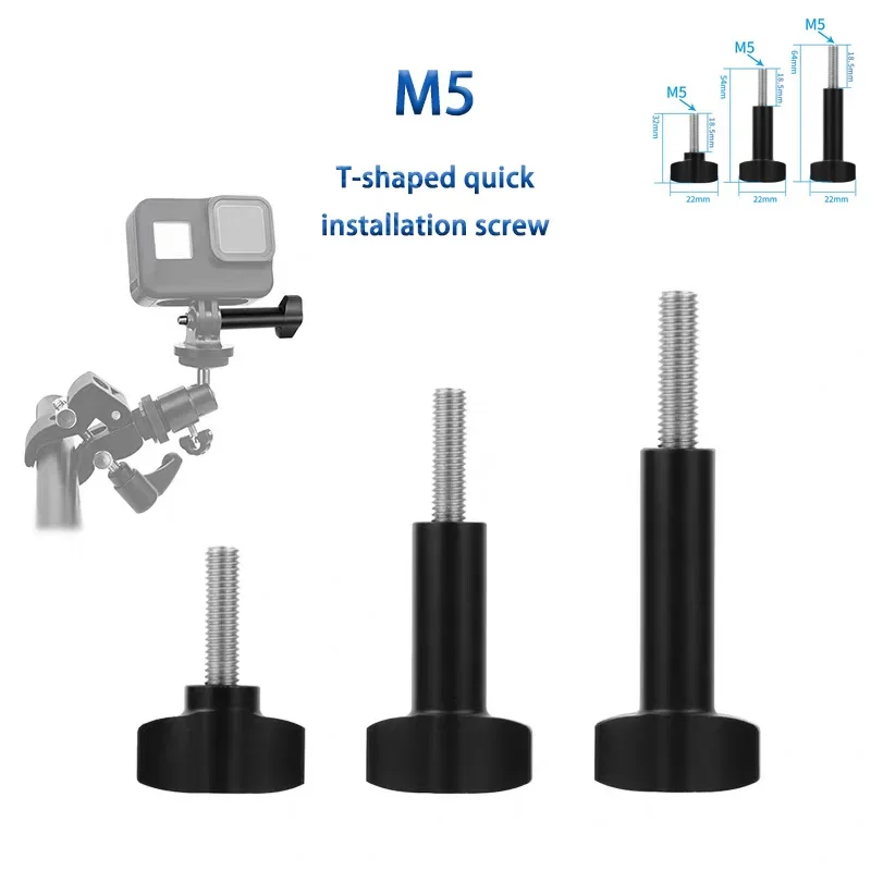 

1pcs T-Shaped Handle GOPRO Hand Screw Quick Installation Screw Aluminum Alloy Handle Stainless Steel Screw M5 Osmo Action Camera