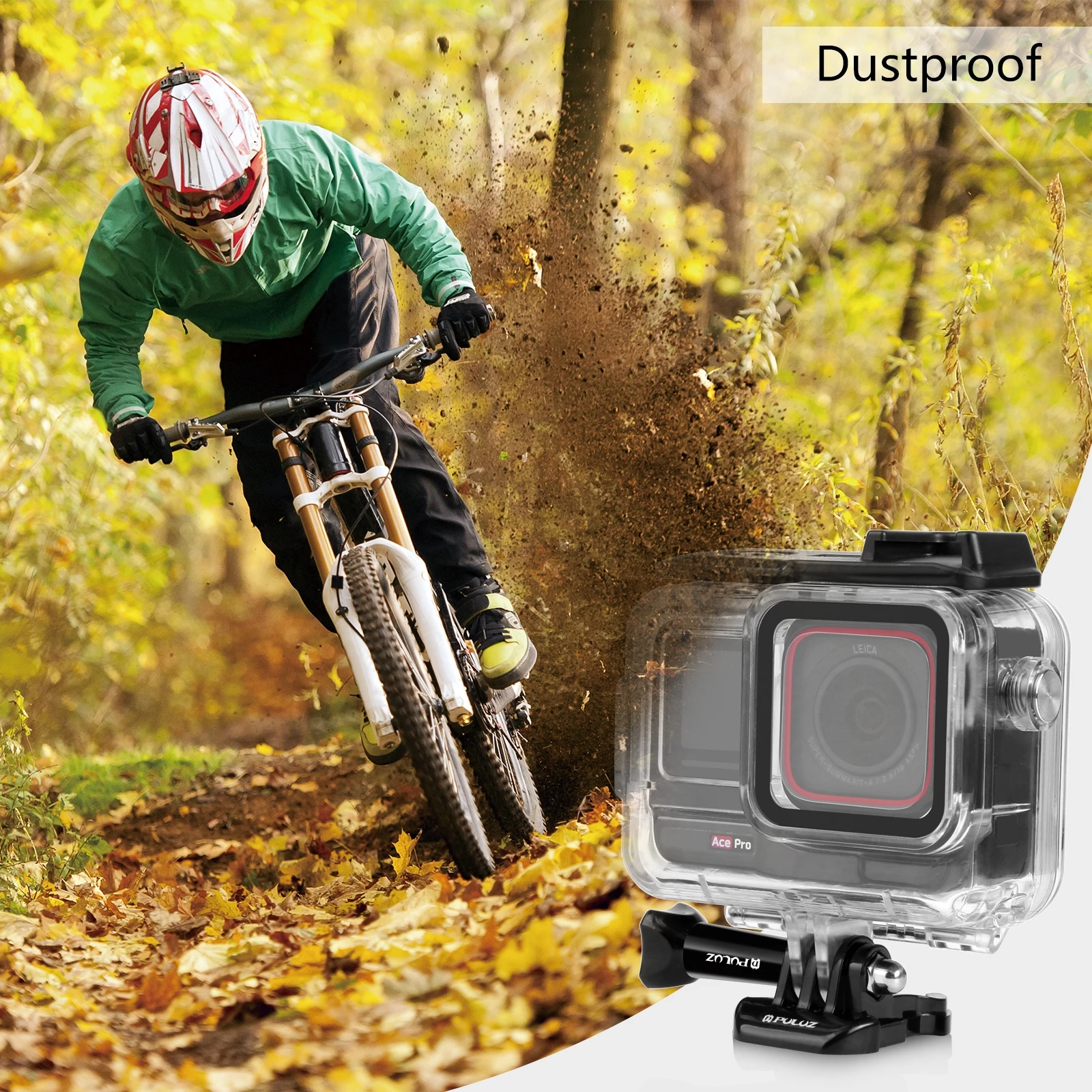 Insta360 Ace Pro / Pro 2用 PULUZ 60m水中防水ハウジングケース ベースアダプター＆ネジ付き