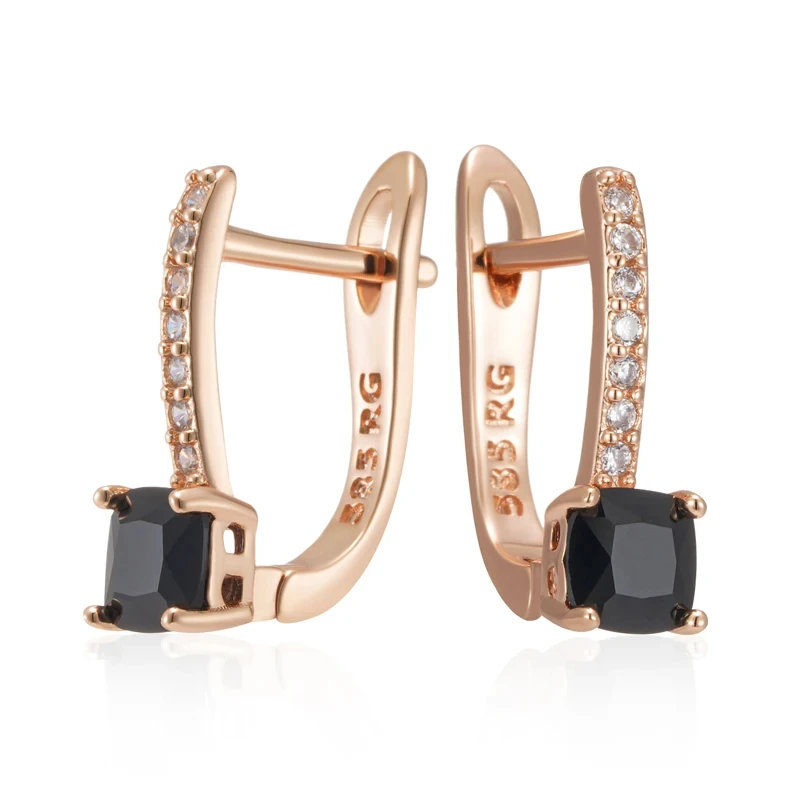 Wbmqda Classic Square Small Drop Earring For Women 585 Rose Gold Color High Quality Daily Jewelry