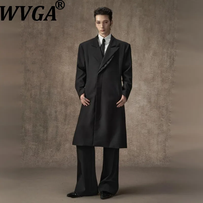 WVGA Autumn New Men Original Double-layered Dark Pattern Patchwork Jackets Niche Chic Casual Padded Shoulder Overcoat Ins W28433