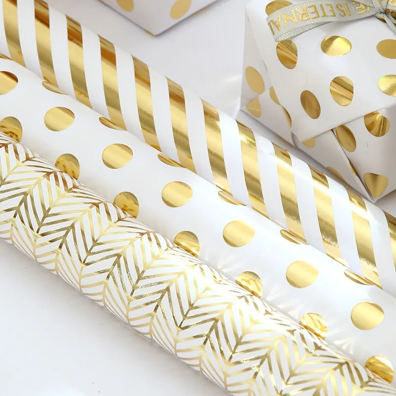 Bronzing Striped Gift Wrapping Paper Christmas Gift Wrapping Paper Valentine's Day Birthday Gift Regular Wrapping Paper Crafting