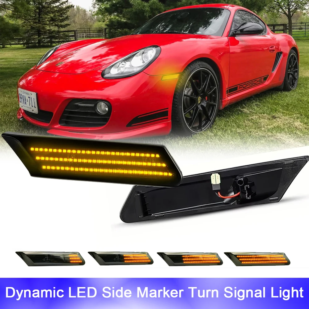 

2x Dynamic LED Side Marker Turn Signal Car Blinker Indicator Light For Porsche 987 Cayman Boxster 911 997 Carrera Turbo GT3 GT2