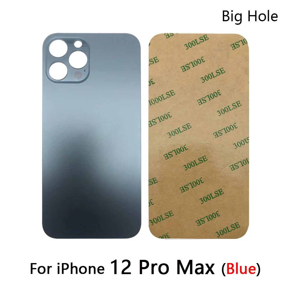 Duża dziura nowa pokrywa baterii tylna szklana tylna obudowa zamiennik dla iPhone 12 Pro Max z klejem