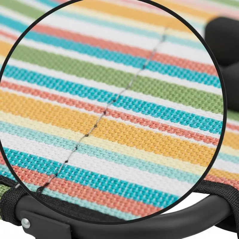 2 Piece Folding Chaise Lounge Pool Chairs with 5-level Reclining Back, Reading Hole, Side Pocket, Rainbow Striped view 3