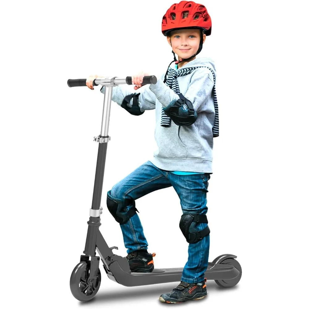 Electric Scooter for Kids Ages 4-10, Up to 6.2Mph & 80 Min Ride Time, Kids Power Scooter with Adjustable Height, Foldable