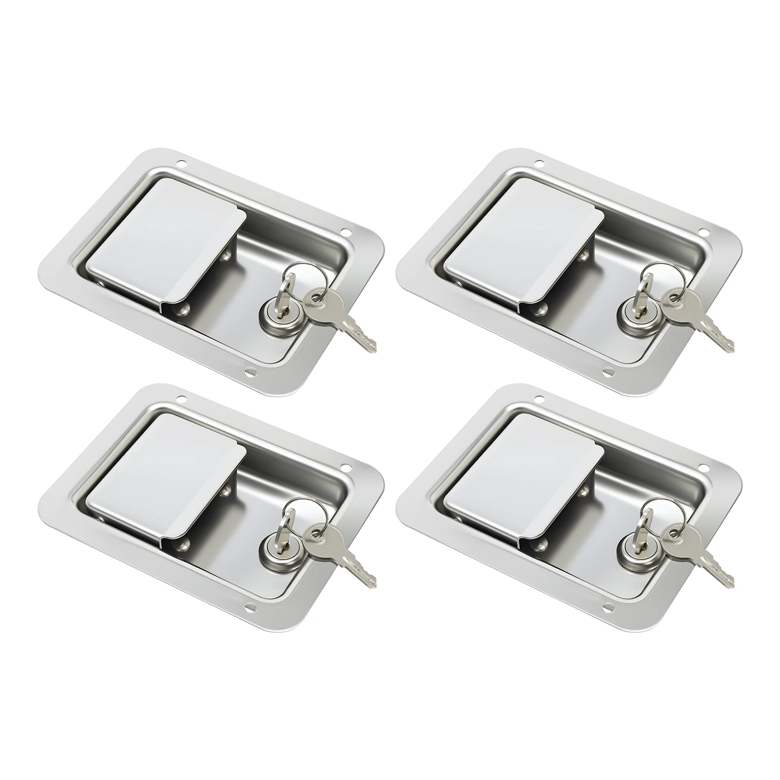 Tool Box Locks 4 PCS, Stainless Steel Door Paddle Handle Latch for Trailer Truck Van, Heavy Duty Toolbox Lock Replacement Set