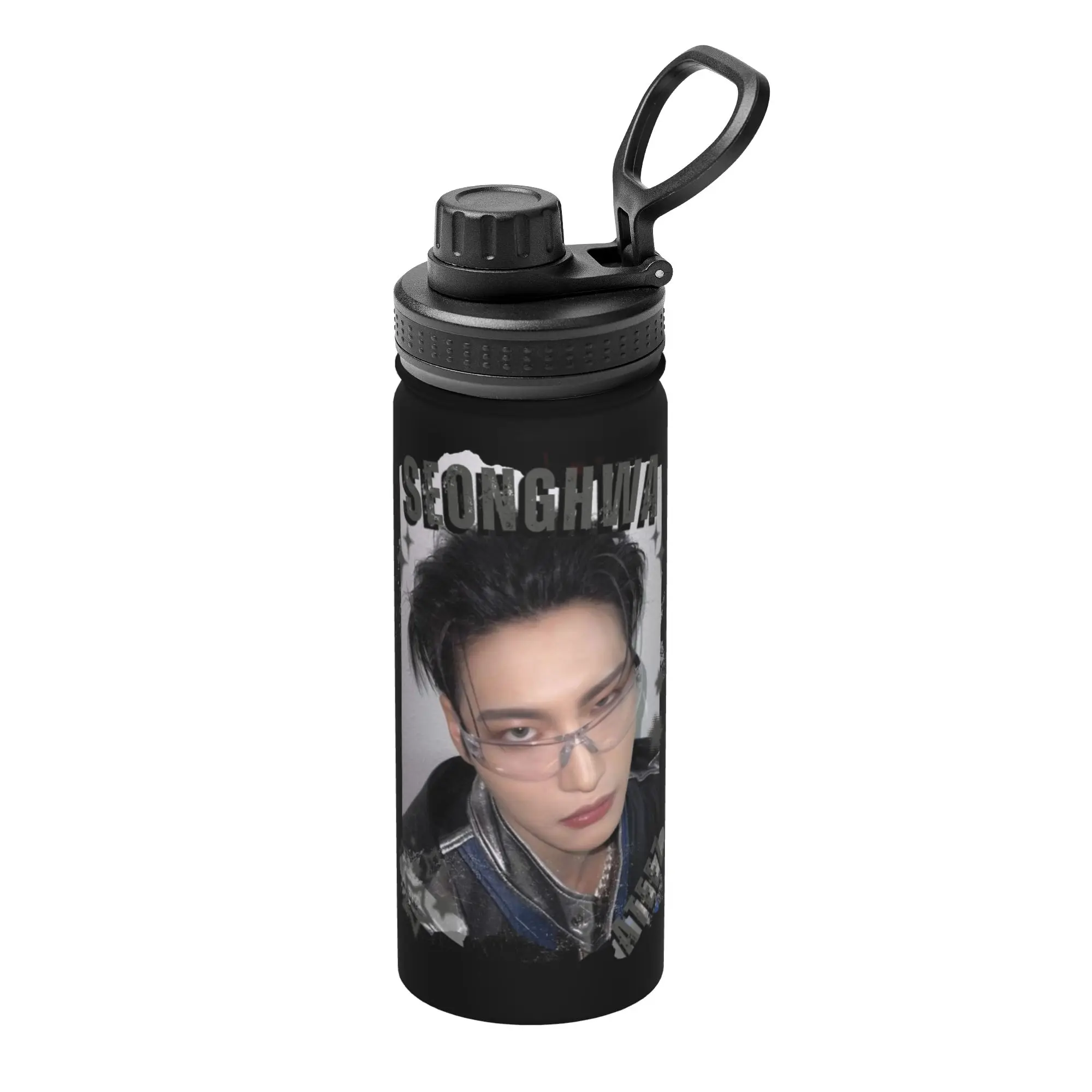 Kpop Boy Group A-Ateez Seonghwa 18OZ Sports Insulated Kettle  Coffee Cups Stainless Steel Outdoor Mugs Water Bottle