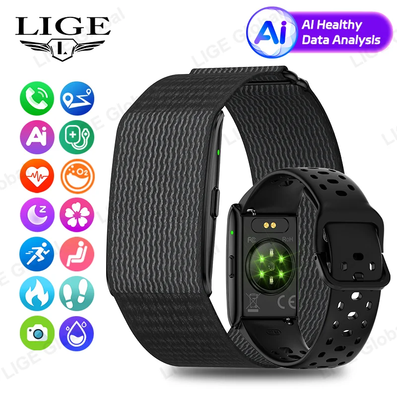 LIGE No Screen Sports Smart Bracelet Call Reminder AI Healthy Heart Rate Blood Pressure Pedometer GPS Track Men Women Smartwatch