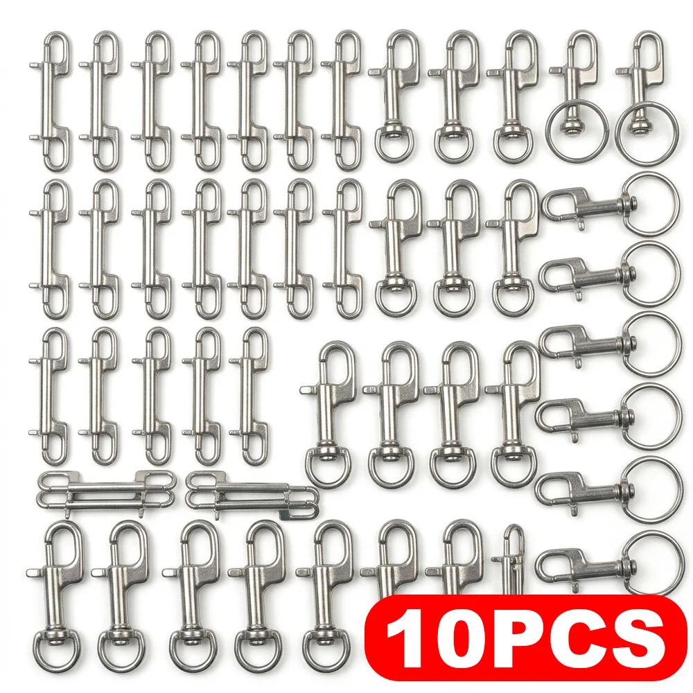 1/4/10PCS Swivel Eye Bolt Spring Snap Hook Double Head Hook 